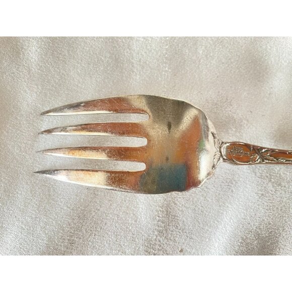 🌸 Antique Wallace Silverplate Cold Meat Serving Fork – 1902 Floral Pattern, 8" - Picture 6 of 9